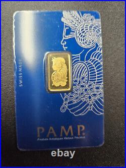 Pamp Suisse Gold Swiss 5 g GRAMS. 9999 BAR SEALED ASSAY COA CARD