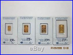 Pamp Suisse Gold fractional set 10g, 5g, 2.5g, 1g in assay cards