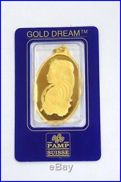 Pamp Suisse Half Ounce 24k Fine Gold Oval Shaped Bar Pendant with 24k Gold Bail