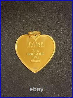 Pamp Suisse Heart Pendant 999.9 Fine Gold Holographic 2.5 Gram
