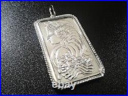 Pamp Suisse Lady Fortuna 1 Ounce Fine Silver Bar on Sterling Silver Bezel