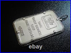 Pamp Suisse Lady Fortuna 1 Ounce Fine Silver Bar on Sterling Silver Bezel