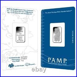 Pamp Suisse Lady Fortuna 5 Gram Platinum Bullion Bar In Assay Free Shipping