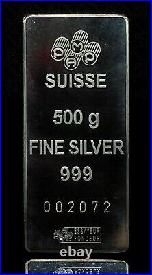 Pamp Suisse Lady Fortuna 500g Silver Bar #2072 withCOA 051DUD