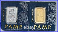 Pamp Suisse Lady Fortuna Bars 1 Gram Gold and 1 Gram Platinum Each In Assay