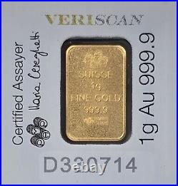 Pamp Suisse Lady Fortuna Bars 1 Gram Gold and 1 Gram Platinum Each In Assay
