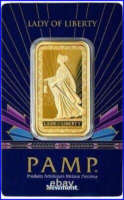 Pamp Suisse Newmont Lady of Liberty 1 oz Gold Bar In Assay