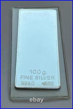 Pamp Suisse Rare 1991 Calendar 100g 999 Silver Bar