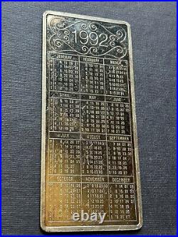 Pamp Suisse Rare 1992 Calendar 100g 999 Silver Bar