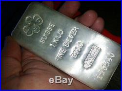 Pamp Suisse Silver 1 Kilo Bar With Assay Certificte 999.0 Fine Silver