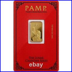 Pamp Suisse The Lunar Calendar Series 5 gram Gold Bar Lunar Year of the Rooster