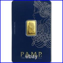 Pendant PAMP Suisse Fortuna 2.5 gram. 9999 Gold Bar Mounted In 14K Gold Bezel