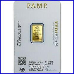 Pendant PAMP Suisse Fortuna 2.5 gram. 9999 Gold Bar Mounted In 14K Gold Bezel