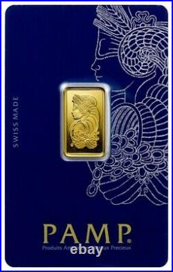 Pendant PAMP Suisse Fortuna 5 gram. 9999 Gold Bar Mounted In 14K Gold Bezel