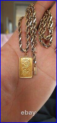 Preowned PAMP Suisse Lady Fortuna 10 gram pendant with 14k gold rope chain