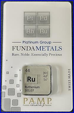 RARE! 1/2 Oz 999.0 Ruthenium Pamp Suisse Bar Swiss Made Platinum Group Nobel