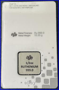 RARE! 1/2 Oz 999.0 Ruthenium Pamp Suisse Bar Swiss Made Platinum Group Nobel