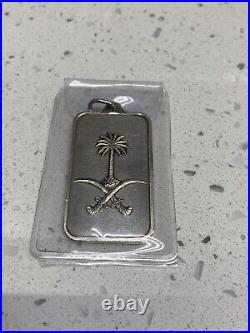 RARE 15 gram Silver PAMP Suisse Bar Saudi Arabia Emblem Pendant -Sealed