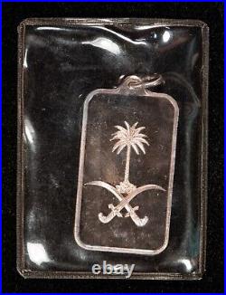 RARE 15 gram Silver PAMP Suisse Bar Saudi Arabia Emblem Pendant -Sealed- F7790