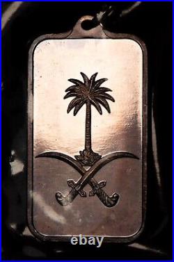 RARE 15 gram Silver PAMP Suisse Bar Saudi Arabia Emblem Pendant -Sealed- F7790