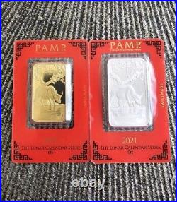 RARE 2021 PAMP Suisse 1oz Ox GOLD Bar FREE OX SILVER