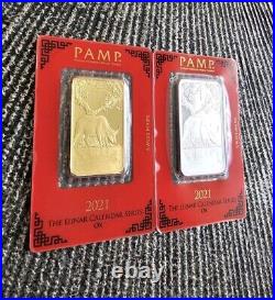 RARE 2021 PAMP Suisse 1oz Ox GOLD Bar FREE OX SILVER