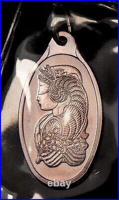 RARE 5 gram Silver PAMP Suisse Bar Lady Fortuna Oval Pendant Sealed F7788