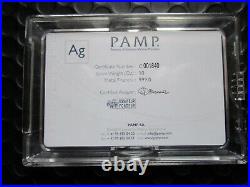 RARE PAMP SUISSE LADY FORTUNA 10 OZ SILVER BAR with CERTIFICATION SERIAL NUMBER