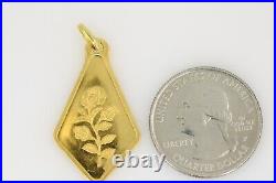 RARE PAMP Suisse. 999 24K Gold 5g Rose Diamond Bar Ingot Pendant 5.13 gr