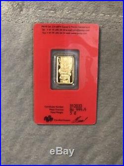 RARE! Pamp Suisse 2012 Year Of The Dragon 5 Gram 24k Gold In Assay Mint