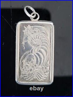 RARE Pamp Suisse Lady Fortuna Half Ounce 1/2oz 999 Fine Silver Pendant Ingot Bar