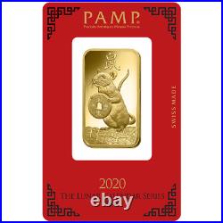 Rare 1 oz Gold Bar PAMP Suisse Year of the Rat In Assay Ancient Chinese Zodiac $