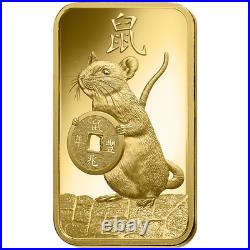 Rare 1 oz Gold Bar PAMP Suisse Year of the Rat In Assay Ancient Chinese Zodiac $