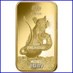 Rare 1 oz Gold Bar PAMP Suisse Year of the Rat In Assay Ancient Chinese Zodiac $