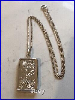 Rare 999 Silver Pamp Suisse Lady Fortuna Half Ounce Bar In 925 Silver Pendant