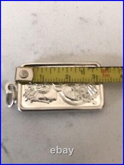 Rare 999 Silver Pamp Suisse Lady Fortuna Half Ounce Bar In 925 Silver Pendant