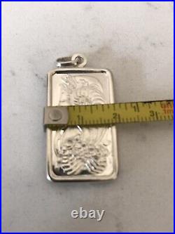 Rare 999 Silver Pamp Suisse Lady Fortuna Half Ounce Bar In 925 Silver Pendant