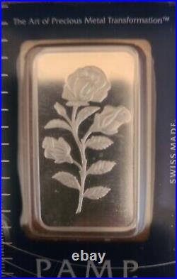 Rare Beautiful 50 g Pamp Suisse Rose Bar. 999 Silver Low Serial# Rosa in Assay