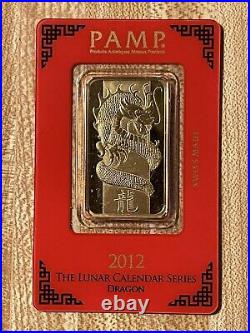 Rare Collectors PAMP Suisse 2012 Lunar Series Year of The Dragon In Assay
