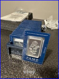 Rare Mint Case 50g Pamp Suisse Rose Bar. 999 Silver Order Serial# Rosa Bullion