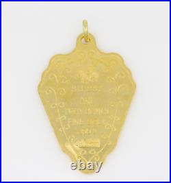 Rare PAMP Suisse 1 Troy Oz. 999 Fine Gold 24K Rose Shield Medallion Bar Pendant