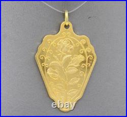 Rare PAMP Suisse 1 Troy Oz. 999 Fine Gold 24K Rose Shield Medallion Bar Pendant