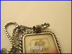 Rare Pamp Suisse Honeycomb Silver bar with diamonds pendant