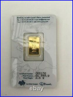Rare Pamp Suisse Legendary Gold Rushes of the World USA (1876) 2.5 gram