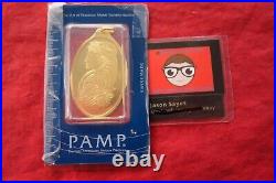 Rare Vintage Oval Pendent Pamp suisse 20 grams. 999 fine gold with bale mint