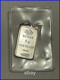 Rare Vintage Pamp Suisse 5gram Fine Silver bar pendant
