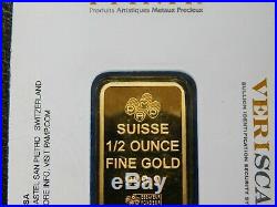 SCARCE PAMP Suisse 1/2 ozhalf ouncegold bullion bar 999.9 fine gold bar Veri