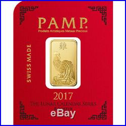 SPECIAL EDITION PAMP SUISSE Gold 2017 Lunar Rooster 1 Gram Bar 24KT. 9999 Fine