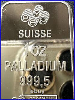 SUPERB GEM BU PAMP Suisse 1 oz Palladium Fortuna Bar. 9995 Fine Prooflike