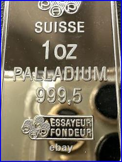 SUPERB GEM BU PAMP Suisse 1 oz Palladium Fortuna Bar. 9995 Fine Prooflike